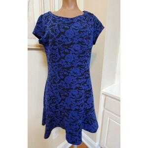 Lily Rose blue black floral lace skater short dress Juniors XL